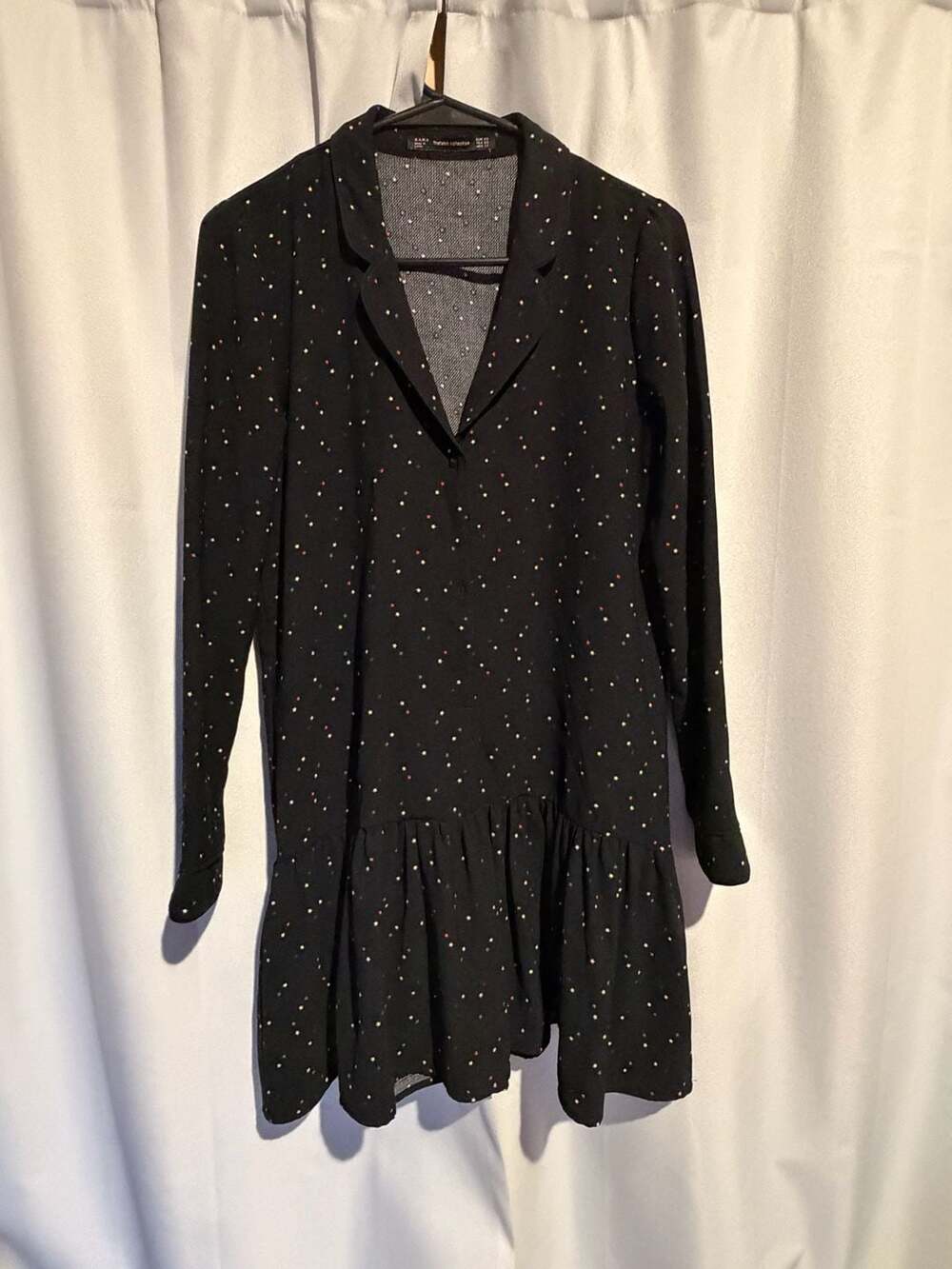 Zara Trafaluc Collection Dress Size XS Black Star Print Drop Waist